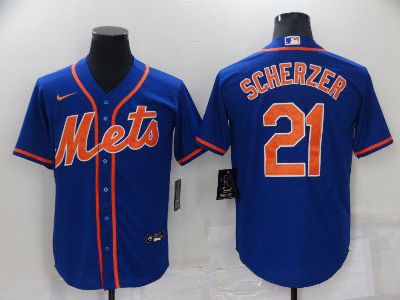 Men New York Mets #21 Scherzer Blue Game 2022 Nike MLB Jersey